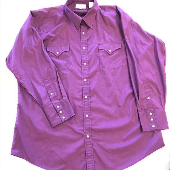 Sheplers Western Pearl Snap Shirt XL Purple - Picture 2 of 7